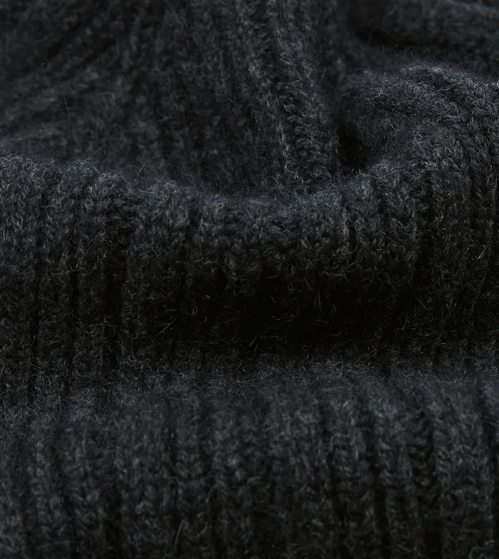 Drake039s Dark Grey Angora Lambswool Ribbed Knit Cap Men Hats