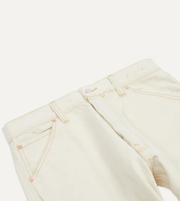Drake039s Ecru 132oz Denim FivePocket Jeans Men Trousers