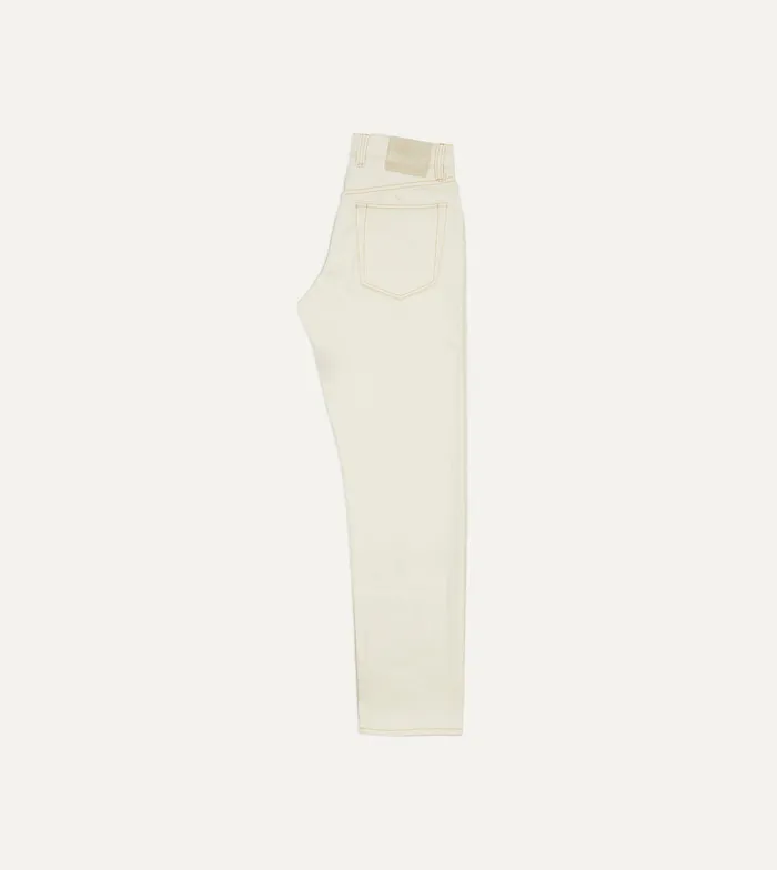 Drake039s Ecru 132oz Denim FivePocket Jeans Men Trousers