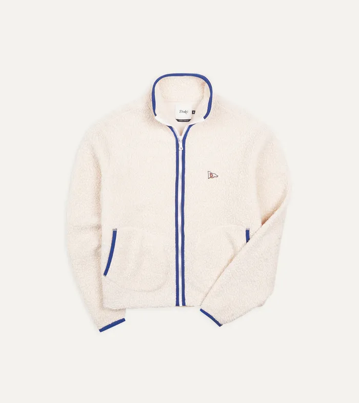 Drake039s Ecru Boucle Wool Zip Fleece Jacket Men Fleeces