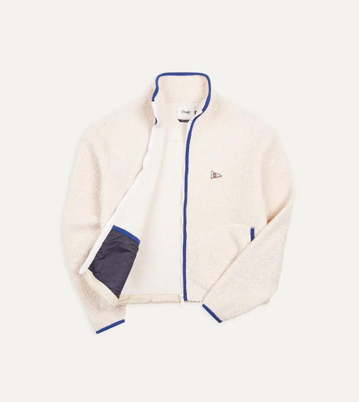 Drake039s Ecru Boucle Wool Zip Fleece Jacket Men Fleeces