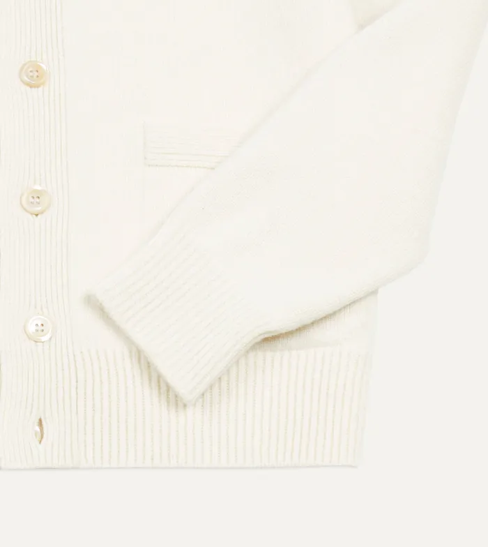 Drake039s Ecru Lambswool 6 Button Cardigan Men Knitwear