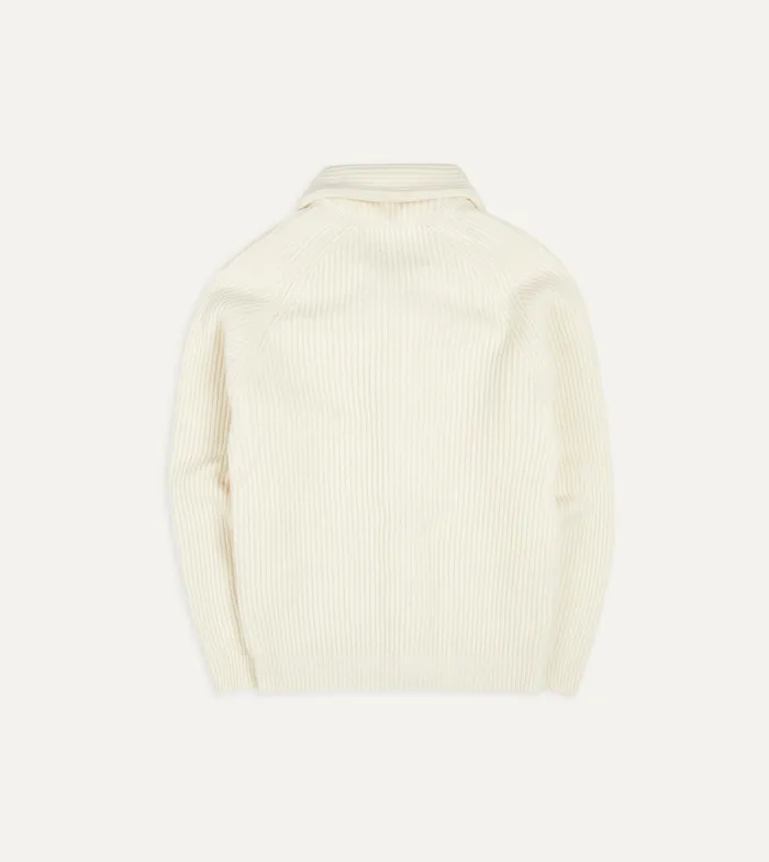 Drake039s Ecru Lambswool Shawl Collar Cardigan Men Knitwear