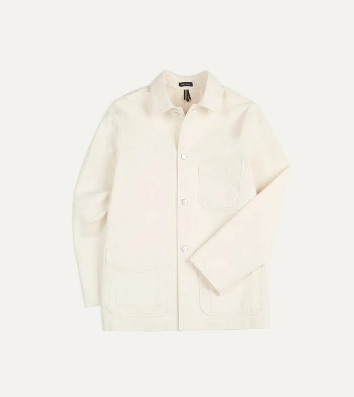 Drake039s Ecru Selvedge Denim FivePocket Chore Jacket Men Coats and Jackets