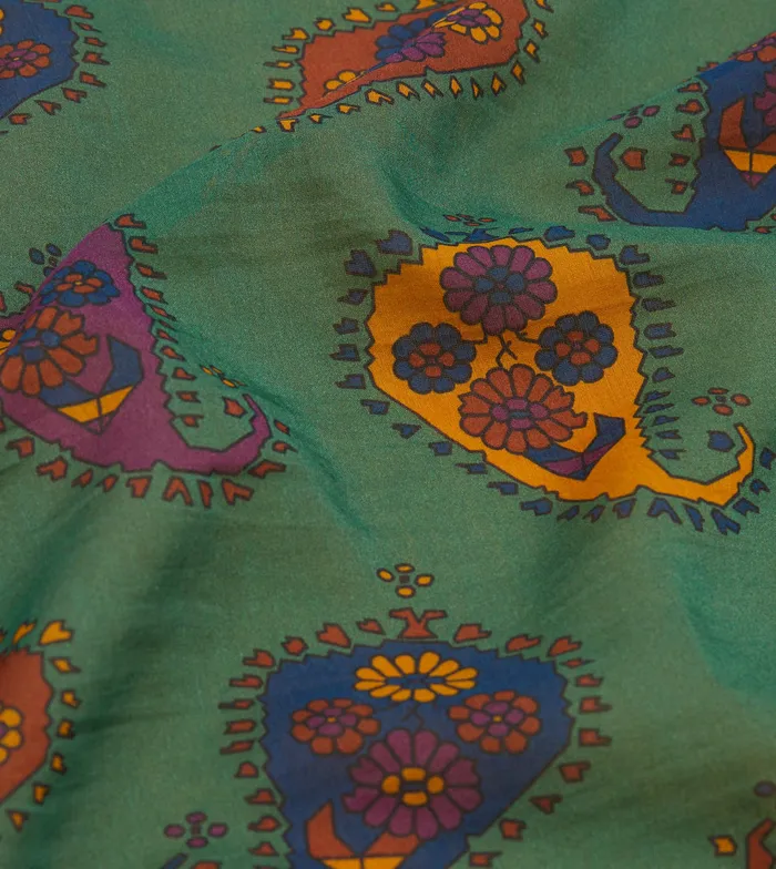 Drake039s Green Flower Paisley Print SilkCotton Bandana Men Bandanas