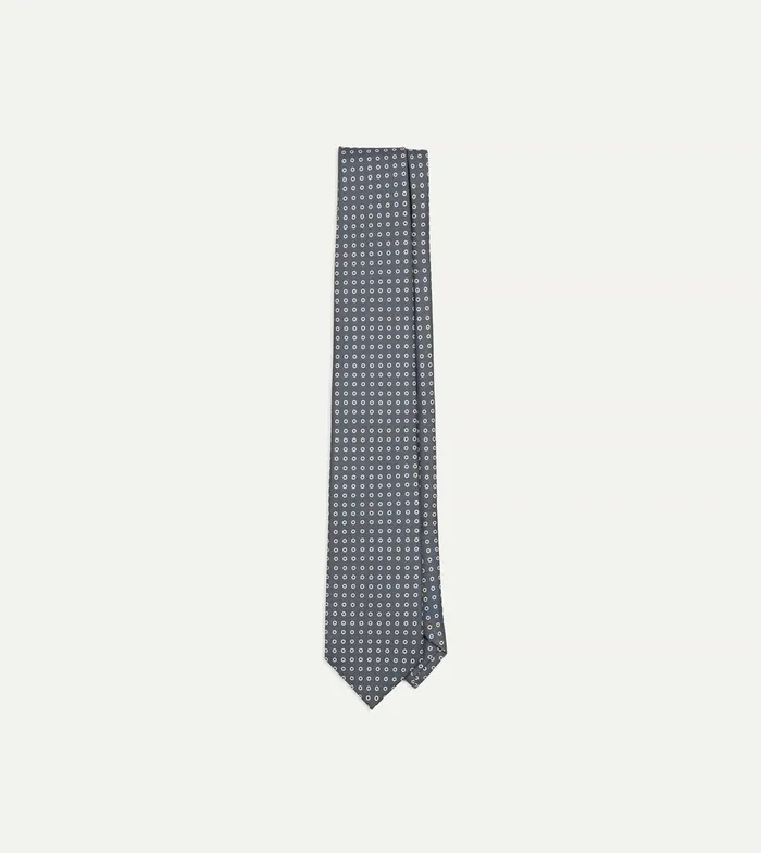 Drake039s Grey Mini Circular Dot Silk Self Tipped Tie Men Patterned Ties