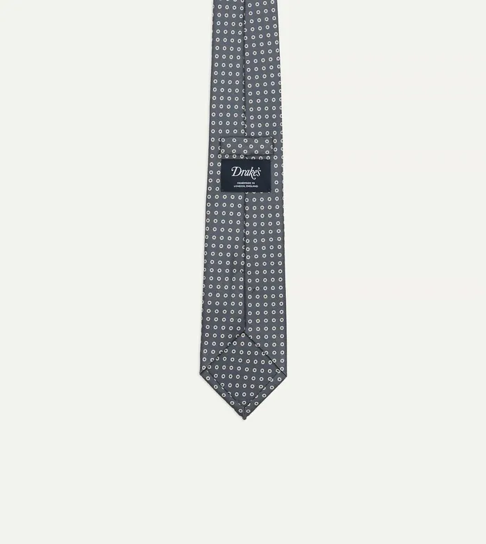 Drake039s Grey Mini Circular Dot Silk Self Tipped Tie Men Patterned Ties