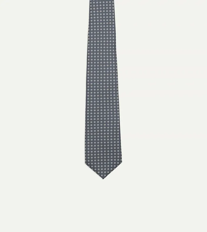 Drake039s Grey Mini Circular Dot Silk Self Tipped Tie Men Patterned Ties