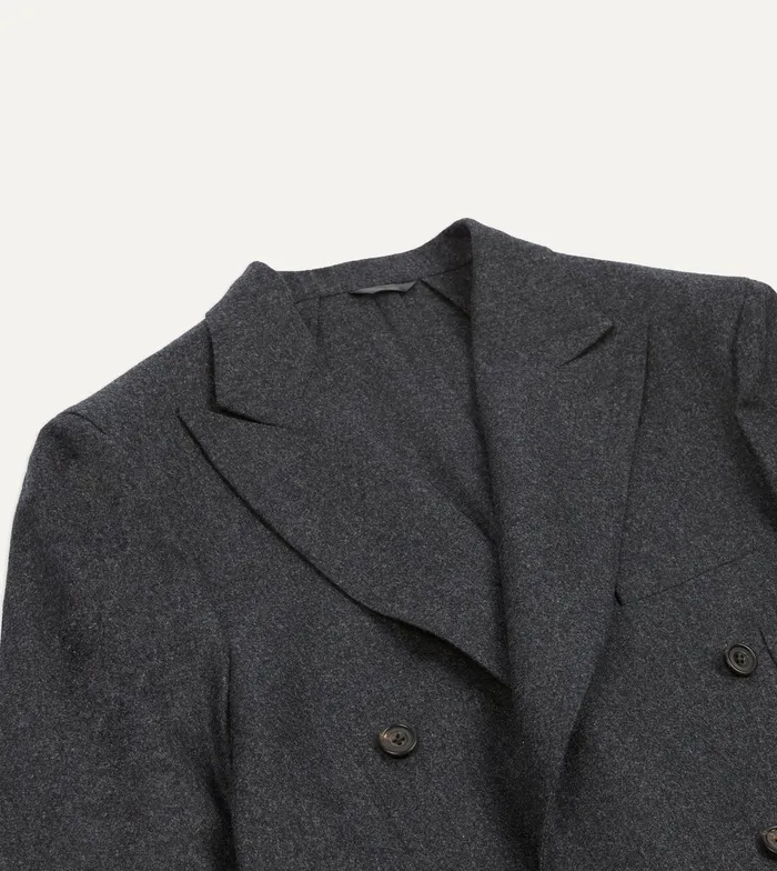 Drake039s Grey Wool Flannel DoubleBreasted Tailored Jacket Men Suits
