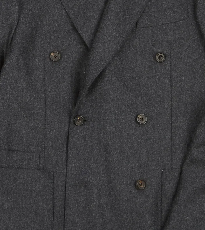 Drake039s Grey Wool Flannel DoubleBreasted Tailored Jacket Men Suits