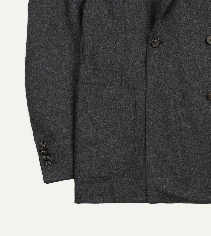 Drake039s Grey Wool Flannel DoubleBreasted Tailored Jacket Men Suits