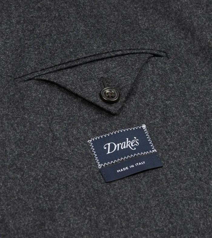 Drake039s Grey Wool Flannel DoubleBreasted Tailored Jacket Men Suits