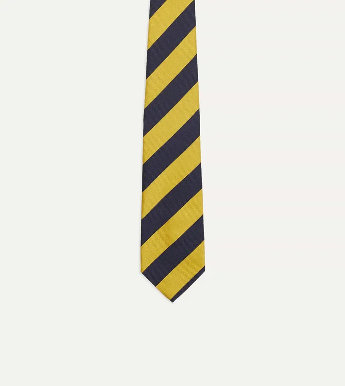 Drake039s Navy And Yellow Broad Stripe Silk Tipped Tie Men Striped Ties