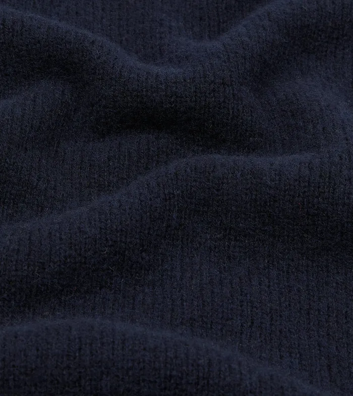 Drake039s Navy Brushed Shetland Mock Neck Jumper Men Knitwear