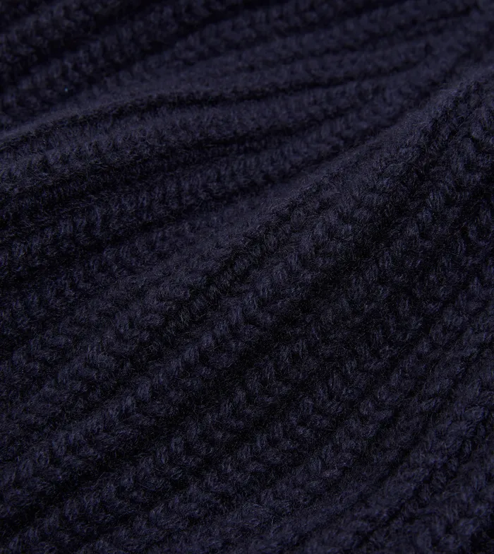 Drake039s Navy Cashmere Ribbed Knit Beanie Men Hats