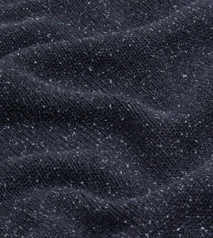 Drake039s Navy Flecked Silk Ribbed Integral Collar Jumper Men Knitwear