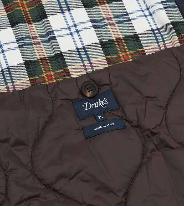 Drake039s Navy Quilted Overcoat Men Coats and Jackets