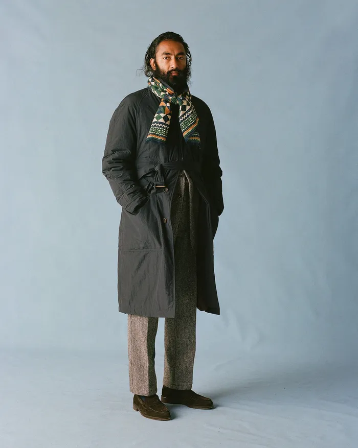 Drake039s Navy Quilted Overcoat Men Coats and Jackets