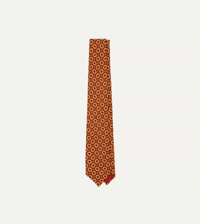Drake039s Red Flower Print 40oz Madder Silk Tipped Tie Men Patterned Ties