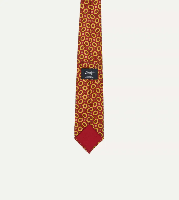 Drake039s Red Flower Print 40oz Madder Silk Tipped Tie Men Patterned Ties