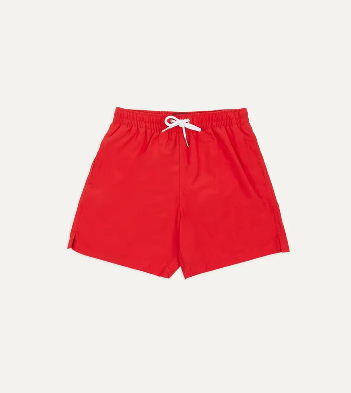 Drake039s Red Nylon Drawstring Swim Shorts Men Swim Shorts