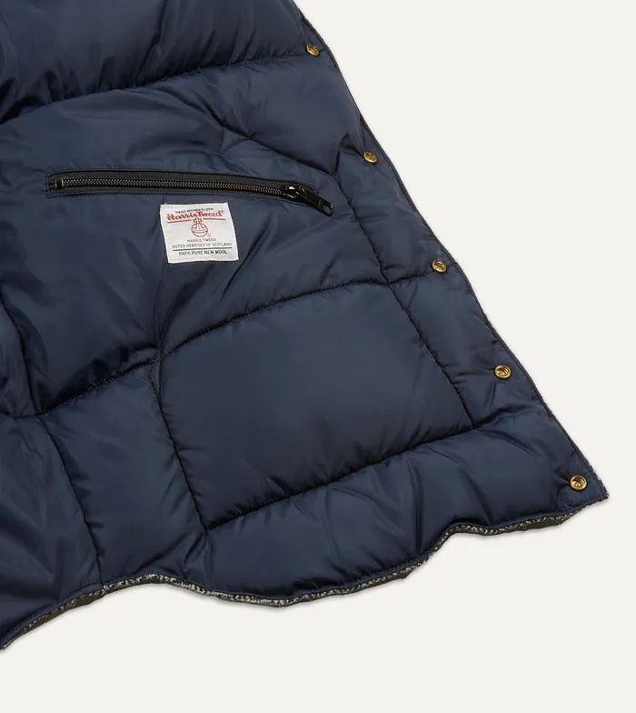 Drake039s Rocky Mountain Featherbed For Herringbone Harris Tweed Leather Christy Down Jacket Men Coats and Jackets
