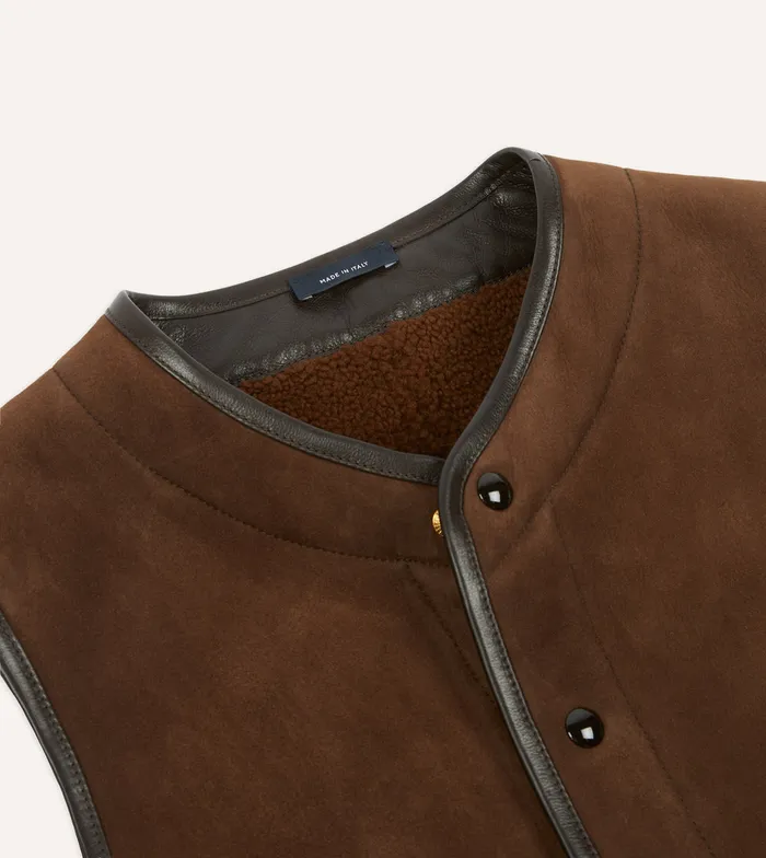 Drake039s Suede Shearling Vest Men Suede Jackets