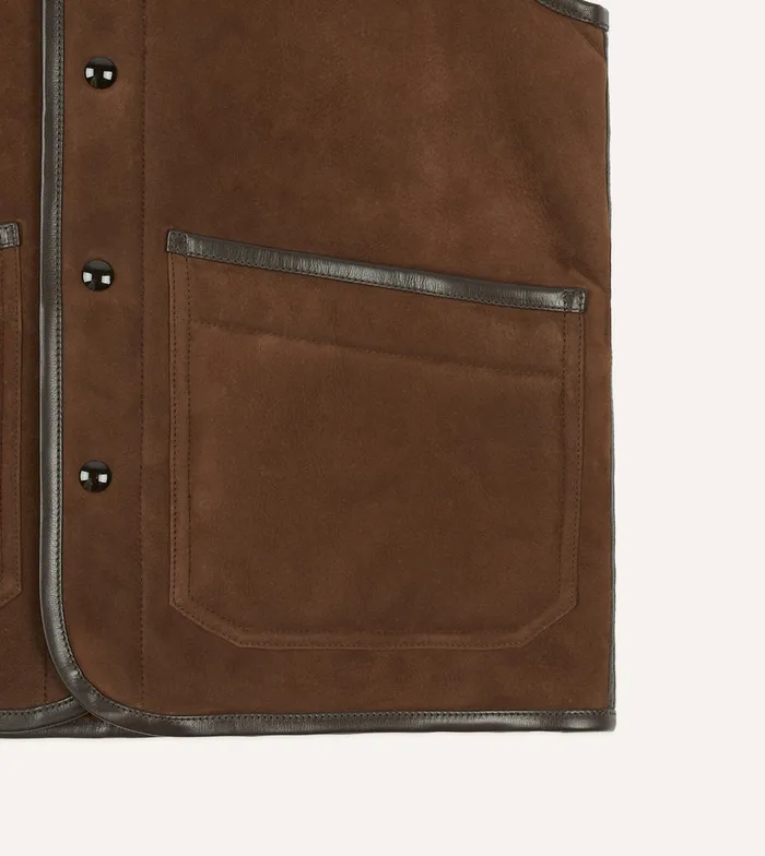 Drake039s Suede Shearling Vest Men Suede Jackets