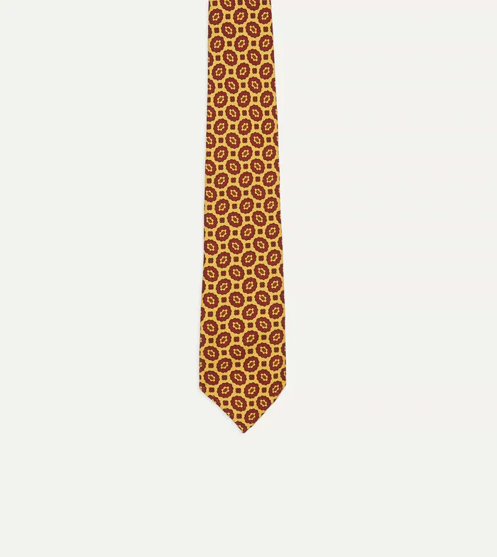 Drake039s Yellow Flower Print 40oz Madder Silk Hand Rolled Tie Men Patterned Ties