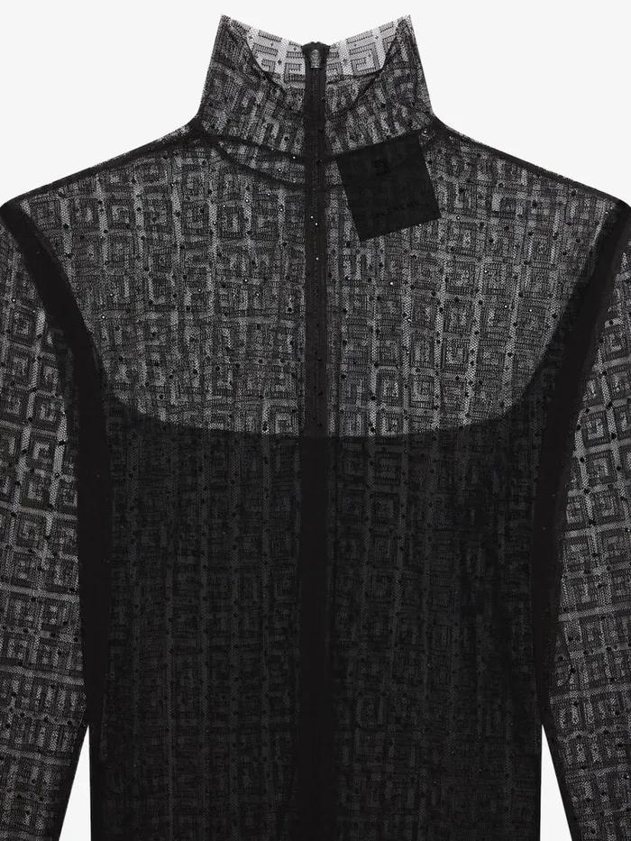 Dress In 4g Lace With Rhinestones Black Women Givenchy Dresses