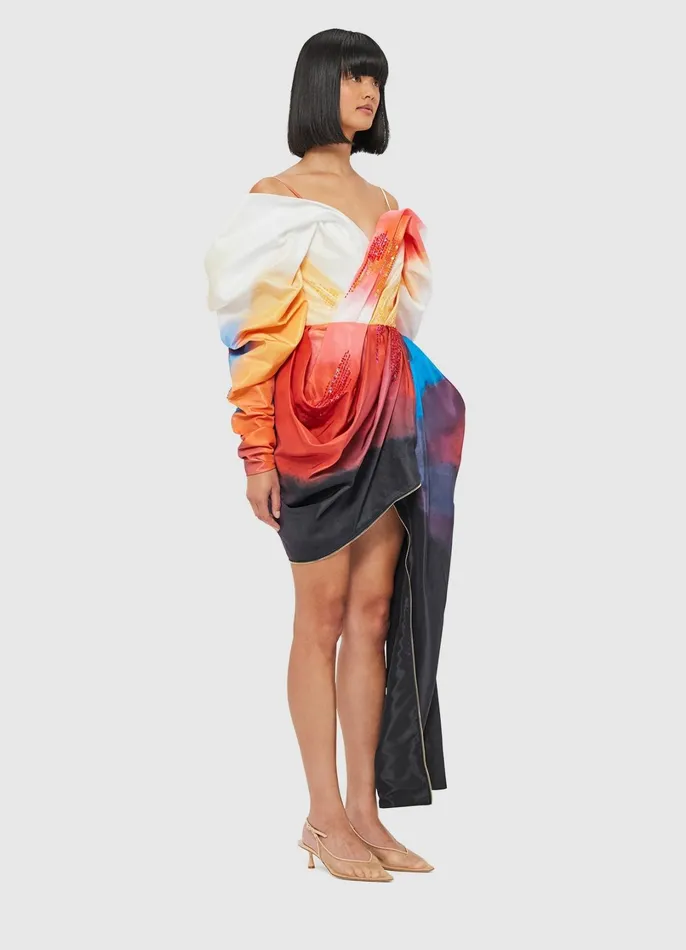 Dresses and Jumpsuits Women LEO LIN Danielle Draped Mini Dress 8211 Reminiscence Print