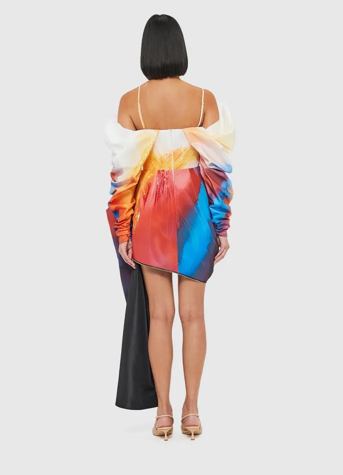 Dresses and Jumpsuits Women LEO LIN Danielle Draped Mini Dress 8211 Reminiscence Print