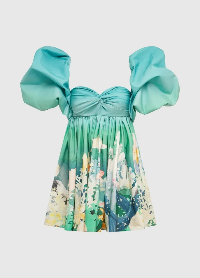 Dresses and Jumpsuits Women LEO LIN Eleanor Puff Sleeve Mini Dress 8211 Neptune Print In Seagrass Dresses and Jumpsuits Women LEO LIN Eleanor Puff Sleeve Mini Dress 8211 Neptune Print In Seagrass
