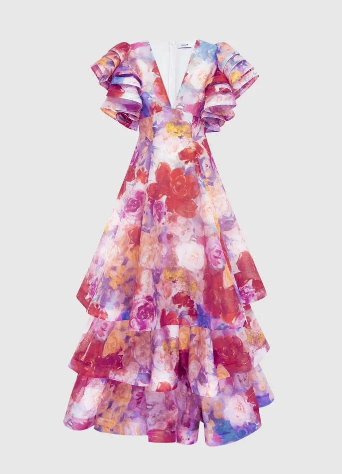 Dresses and Jumpsuits Women LEO LIN Federica Ruffled Gown 8211 Fleur Print