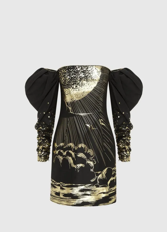 Dresses and Jumpsuits Women LEO LIN Gillian Off Shoulder Bustier Mini Dress 8211 Moonlight Print Dresses and Jumpsuits Women LEO LIN Gillian Off Shoulder Bustier Mini Dress 8211 Moonlight Print