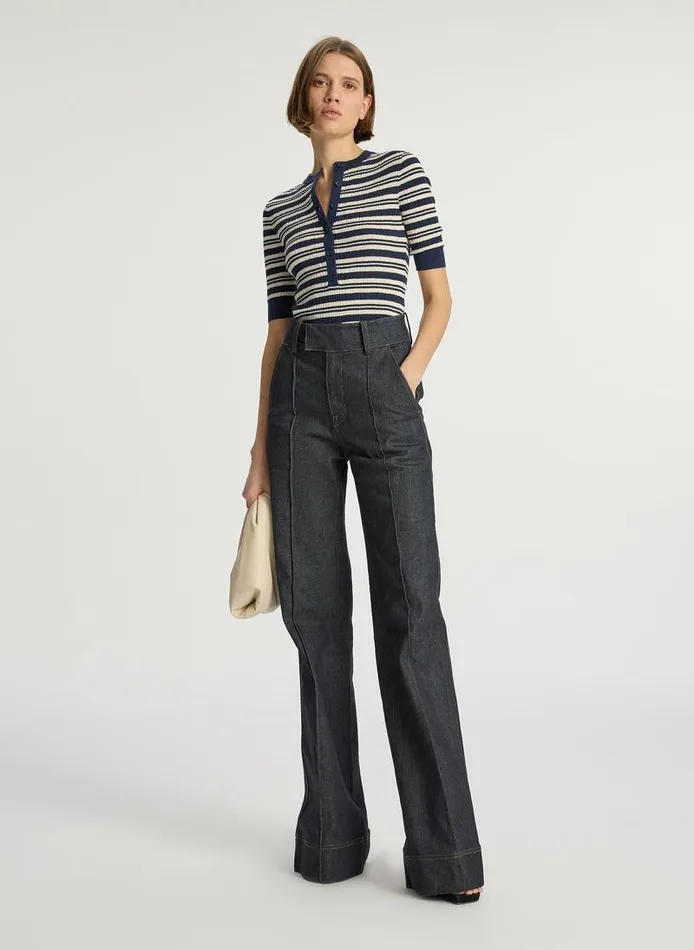 Dresses Women ALC Fisher Fine Cotton Knit Top Navywhite