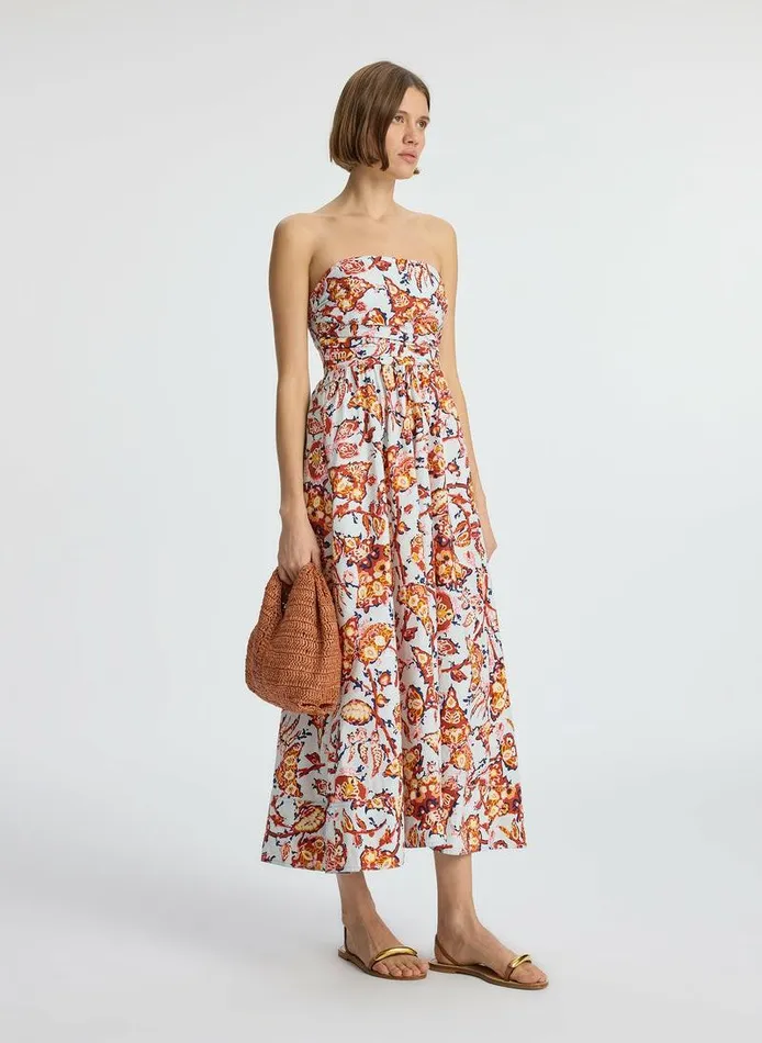 Dresses Women ALC Tate Strapless Midi Dress Acqua Multi Dresses Women ALC Tate Strapless Midi Dress Acqua Multi