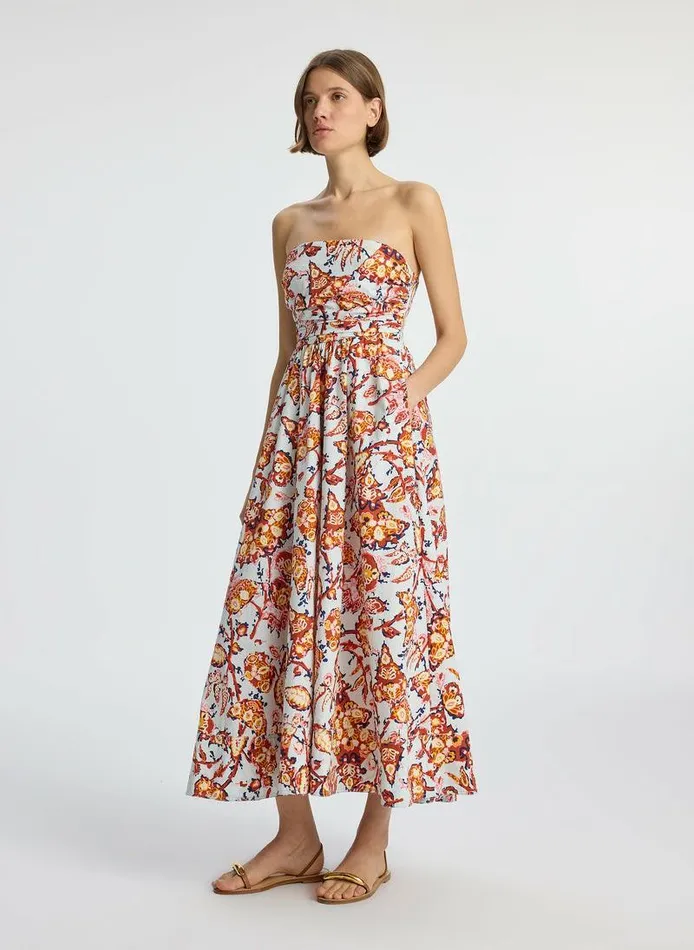 Dresses Women ALC Tate Strapless Midi Dress Acqua Multi Dresses Women ALC Tate Strapless Midi Dress Acqua Multi