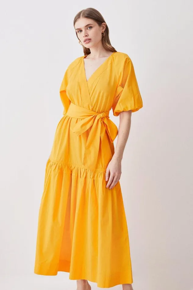 Dresses Women Karen Millen Cotton Balloon Sleeve Midi Dress Mango