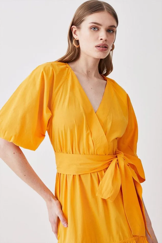Dresses Women Karen Millen Cotton Balloon Sleeve Midi Dress Mango
