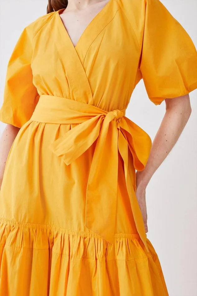 Dresses Women Karen Millen Cotton Balloon Sleeve Midi Dress Mango