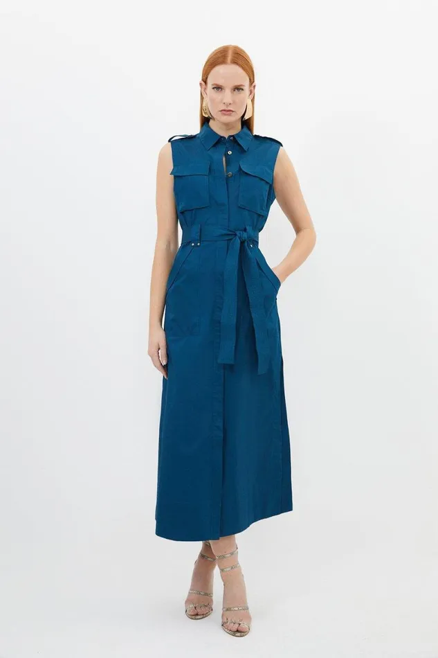 Dresses Women Karen Millen Cotton Sateen Pocket Detail Woven Maxi Shirt Dress Navy Dresses Women Karen Millen Cotton Sateen Pocket Detail Woven Maxi Shirt Dress Navy