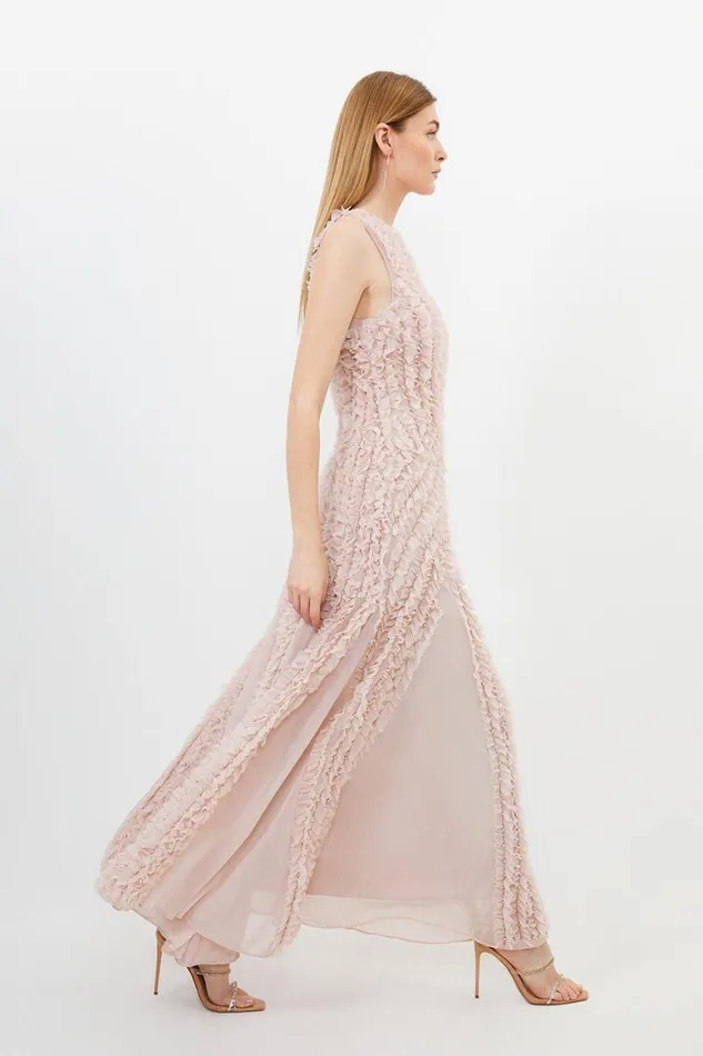 Dresses Women Karen Millen Embellished Ruffle Keyhole Cutout Woven Maxi Dress Blush Dresses Women Karen Millen Embellished Ruffle Keyhole Cutout Woven Maxi Dress Blush
