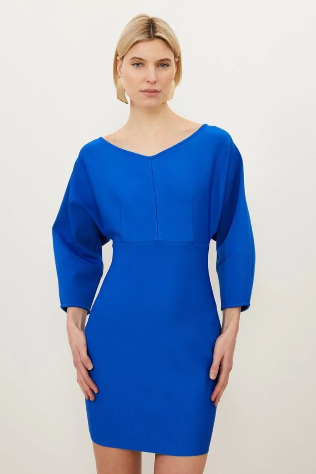Dresses Women Karen Millen Figure Form Bandage Banana Sleeve V Neck Mini Dress Cobalt Dresses Women Karen Millen Figure Form Bandage Banana Sleeve V Neck Mini Dress Cobalt