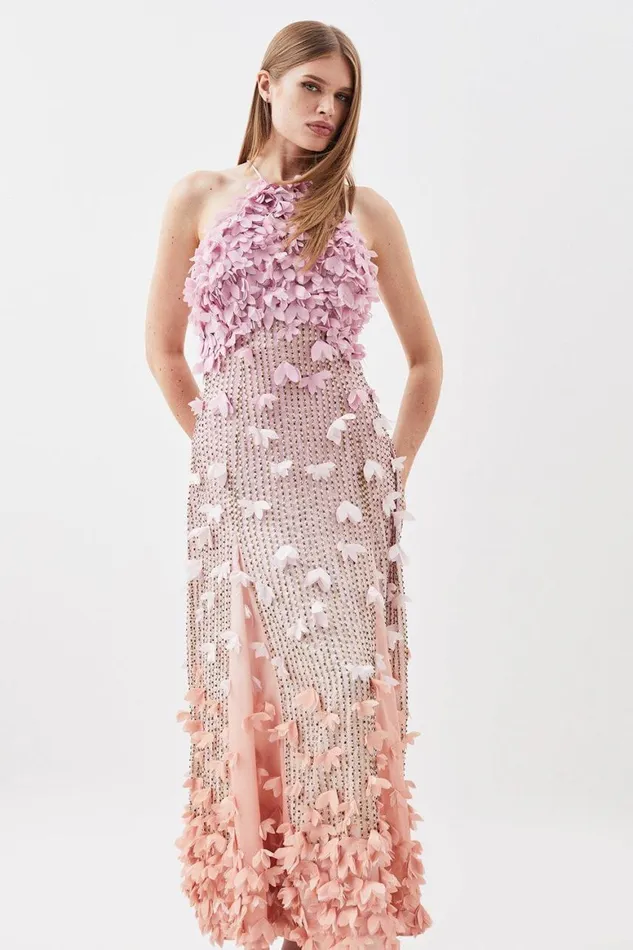 Dresses Women Karen Millen Floral Applique Detail Woven Max Dress Pink