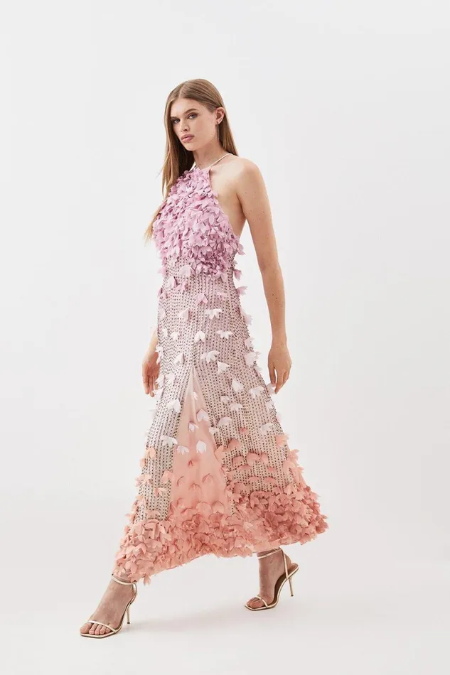 Dresses Women Karen Millen Floral Applique Detail Woven Max Dress Pink