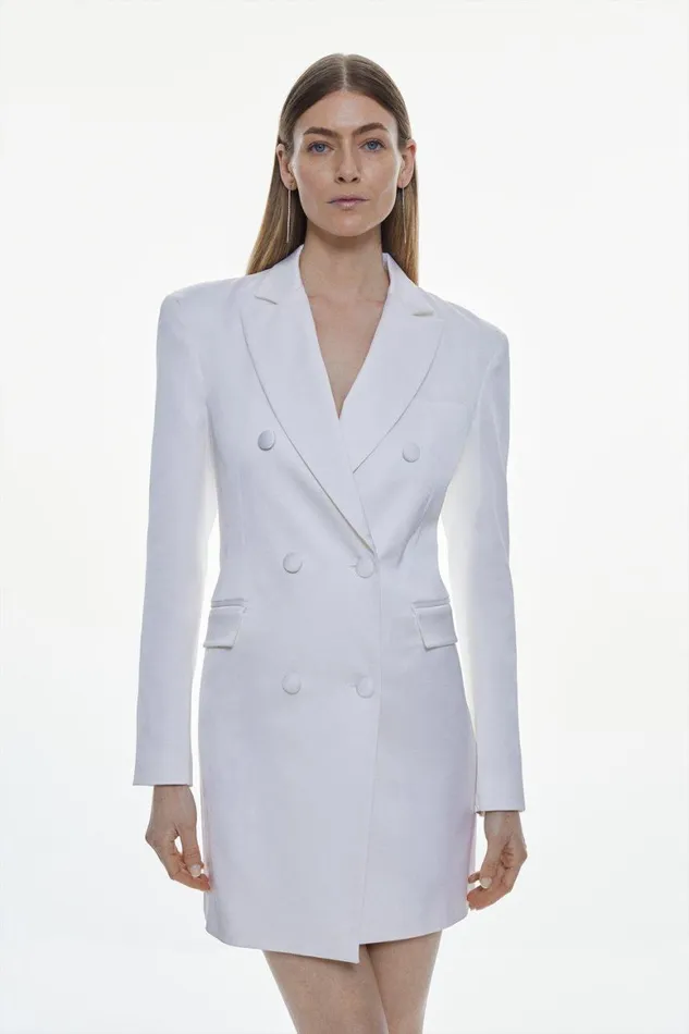 Dresses Women Karen Millen Italian Wool Satin Contoured Open Back Blazer Dress Ivory Dresses Women Karen Millen Italian Wool Satin Contoured Open Back Blazer Dress Ivory