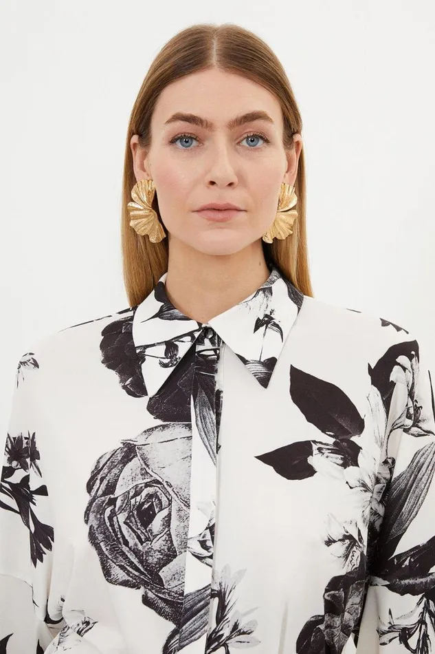 Dresses Women Karen Millen Mono Floral Jersey Tie Waist Mini Dress Mono