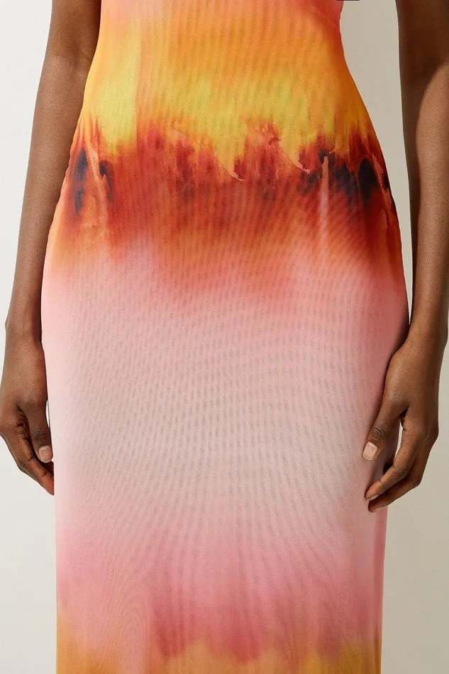Dresses Women Karen Millen Ombre Print Jersey Sleeveless Maxi Dress Orange