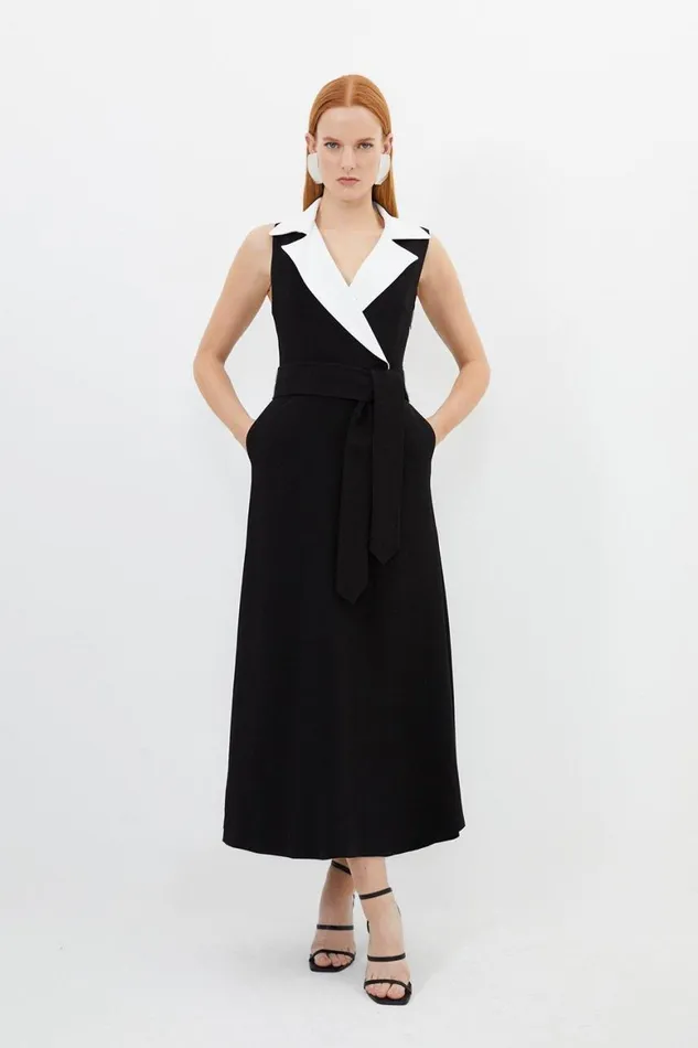 Dresses Women Karen Millen Petite Compact Stretch Viscose Tailored Midi Shirt Dress Black Dresses Women Karen Millen Petite Compact Stretch Viscose Tailored Midi Shirt Dress Black